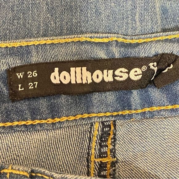 Dollhouse Midtown Cropped Denim Jeans Womens Size 26 Slim Fit Racer Stripe - Picture 4 of 6